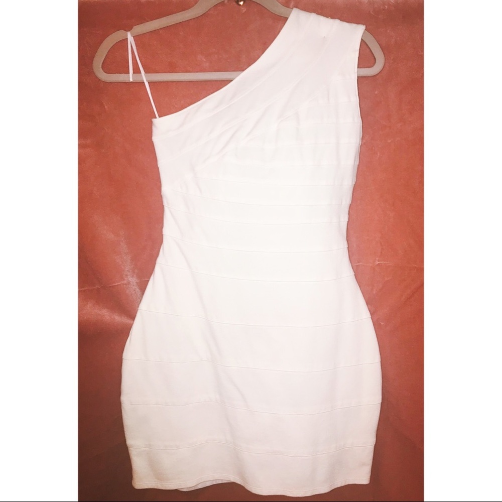 Express One Shoulder White Body-con Dress! Sexy!